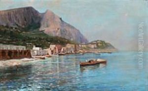 Coastal Scene From Marina Grande In Capri by Holger Hvitfeldt Jerichau