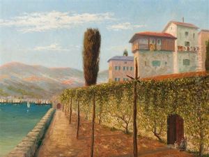 Mediterranean Harbour Town by Holger Hvitfeldt Jerichau