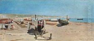 View From The Shore Of Porto D'anzio, Italy by Holger Hvitfeldt Jerichau