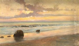 Strand Von Capri In Der Abendsonne by Holger Hvitfeldt Jerichau