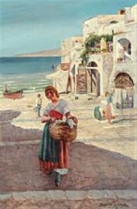 An Italian Costal Scenery by Holger Hvitfeldt Jerichau