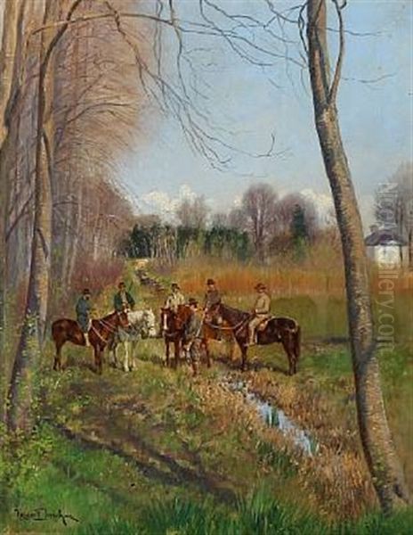 Autumn Day With Hunters On Horseback - view 1
