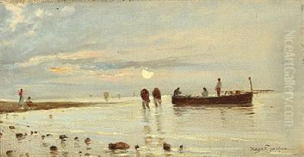 Coastal Scenery With Fishermen On The Beach - view 1