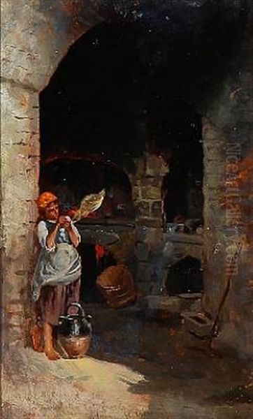 Interior Of Mediterranean Kitchen With A Girl - view 1