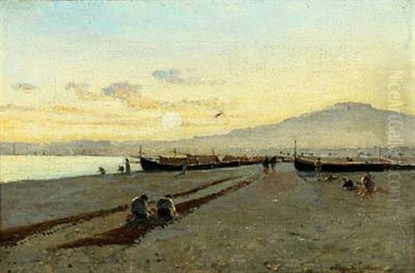 Fischermen Cleaning Their Nets In Southern Italy - view 1