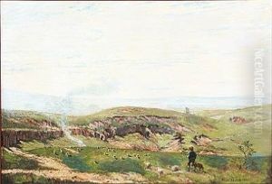 A Shepherd With Sheep On The Roman Campagna by Holger Hvitfeldt Jerichau