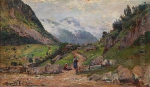 Landscape From Bondhus In Norway by Holger Hvitfeldt Jerichau