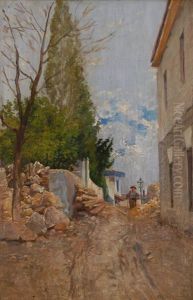 Walker In An Italian Town