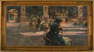 Praying Women In An Italian Cathedral by Holger Hvitfeldt Jerichau