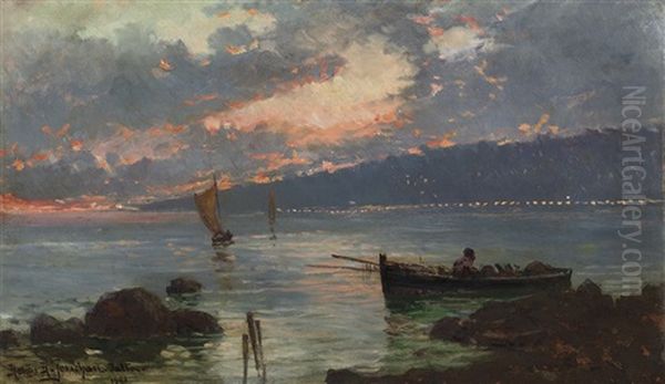 Sailing Boats At Twilight In Jalta, Ukraine - view 1