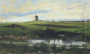 Fra En Torvemose Med En Stubmolle I Baggrunden