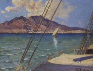 Udsigt Fra En Bad I Middelhavet Mod Capri by Holger Hvitfeldt Jerichau