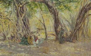 Arabere Forsamlede Omkring Balet I En Skov by Holger Hvitfeldt Jerichau
