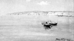 Italienische Kustenpartie Mit Fischern Im Vordergrund by Holger Hvitfeldt Jerichau