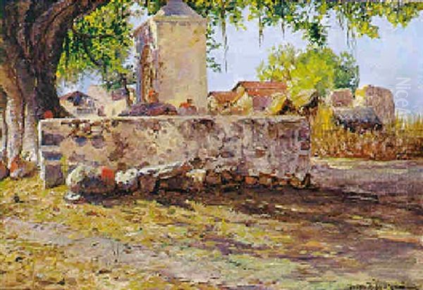Sudliche Dorflandschaft Mit Ausladendem Baum Und Marterl - view 1