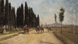 Arab Travellers On A Road by Holger Hvitfeldt Jerichau