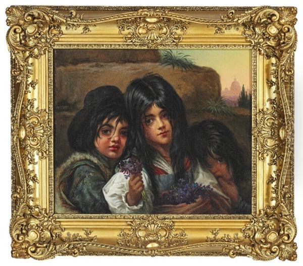 Little Roman Girls Offering Violets - view 1