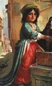 A Small Girl From The Middle East In Colourful Clothes by Elisabeth Anna Maria Jerichau-Baumann