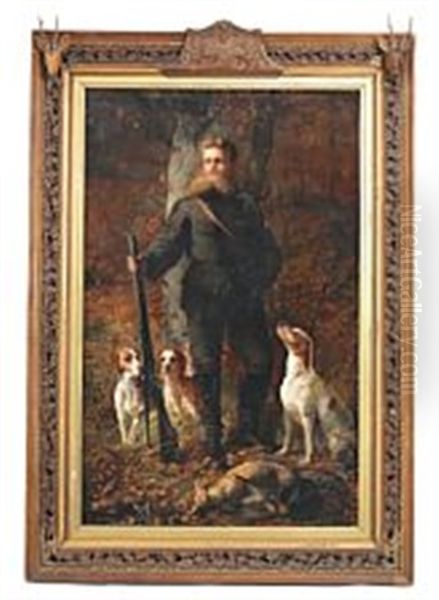 Emil Holstein Rathlou (1849-1919) Heir Of The Estate Rathlousdal. After The Hunt With His Dogs And Game - view 1