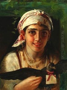 A Young Turkish Woman Sending A Letter To Her Loved One by Elisabeth Anna Maria Jerichau-Baumann