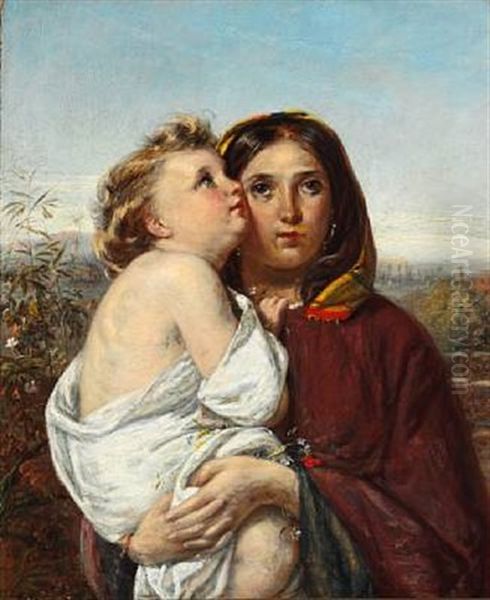 Italian Woman Holding A Fair-haired Child - view 1