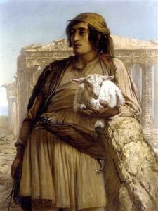 A Shepherd Boy Standing Before The Parthenon
