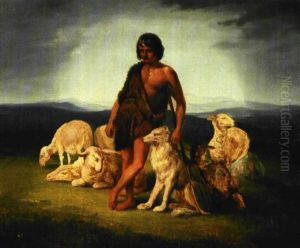 En Hyrde Med Sin Hund Og Fareflok by Elisabeth Anna Maria Jerichau-Baumann