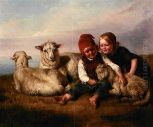 Bonderborn Og Far by Elisabeth Anna Maria Jerichau-Baumann