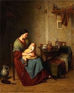 Interior Med Mor Och Barn by August Jernberg
