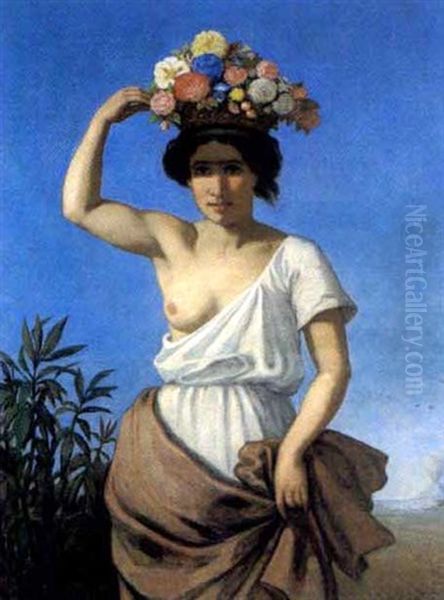 Junge Neapolitanerin Mit Blumenkorb - view 1