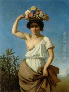 Ein Madchen, Das Auf Dem Kopf Einen Blumenkorb Tragt (allegorie Des Sommers) Ein Madchen, Das Auf Dem Kopf Einen Blumenkorb Tragt (allegorie Des Sommers)