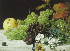 Stilleben Med Vindruvor Och Apple by August Jernberg