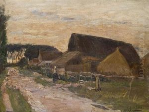 Evening On The Village Road by Olof August Andreas Jernberg