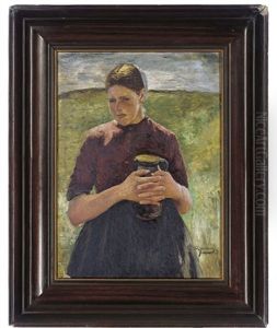 Portrait Of A Girl In A Field Holding A Jug Portrait Of A Girl In A Field Holding A Jug