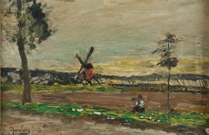 Landschaft Mit Windmuhle Und Rastendem Bauern (+ Landschaft Mit Spaziergangern, Lrgr; 2 Works)