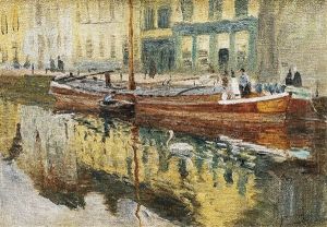 Kanal In Alt-berlin by Olof August Andreas Jernberg