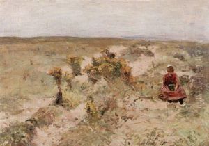 Sittande Kvinna I Landskap by Olof August Andreas Jernberg