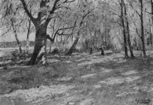Herbstliche Landschaft Mit Promenierenden Damen by Olof August Andreas Jernberg