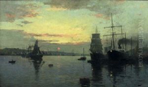 Inloppet Till Goteborg, Solnedgangsstamning by Olof August Andreas Jernberg