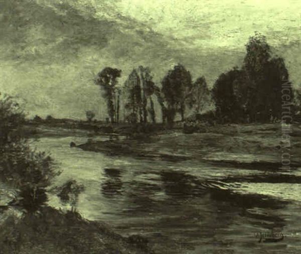 Niederrheinische Flusslandschaft Bei Abendlicher Beleuchtung - view 1