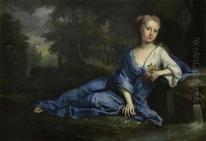 Portrait Of A Girl Reclining In A Landscape by Charles Jervas