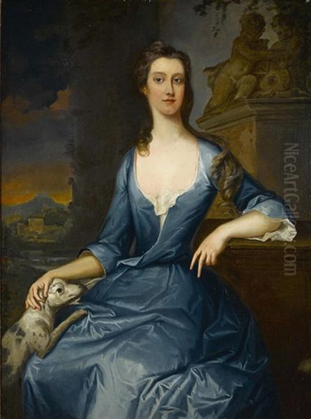 A Portrait Of A Lady, Three-quarter-length, With Her Dog - view 1
