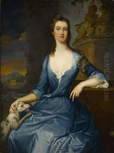A Portrait Of A Lady, Three-quarter-length, With Her Dog by Charles Jervas