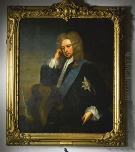 Portrait Of Henry Grey, 1st Duke Of Kent (1671 - 1740), Three Quarter Length, Seated In A Landscape, Wearing The Order Of The Garter