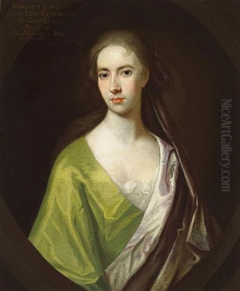 A Portrait Of Margaret Elphinstone, In A Green Gown And Lavender Cape - view 1