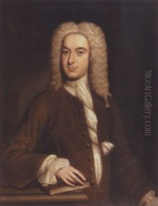 Portrait Of A Lady Wearing A Cream Dress And A Blue Shawl