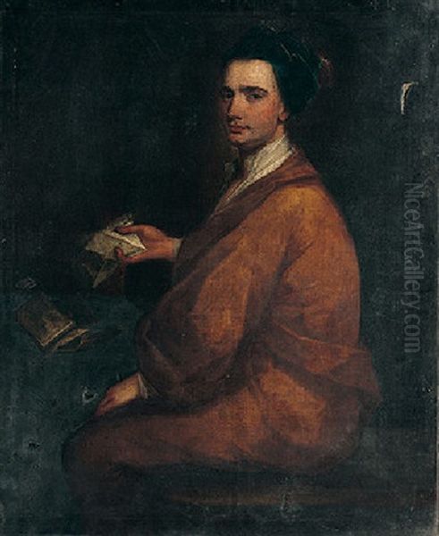 Portrait Of Henry Meredyth Wearing Brown Robes And A Blue Cap - view 1