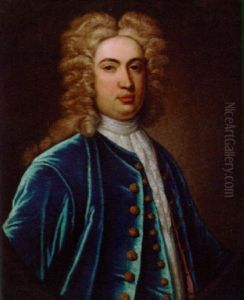 Portrait Of A Gentleman In A Blue Coat And Waistcoat And Lace Cravat