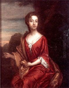 A Portrait Of A Lady In Red Dress by Charles Jervas