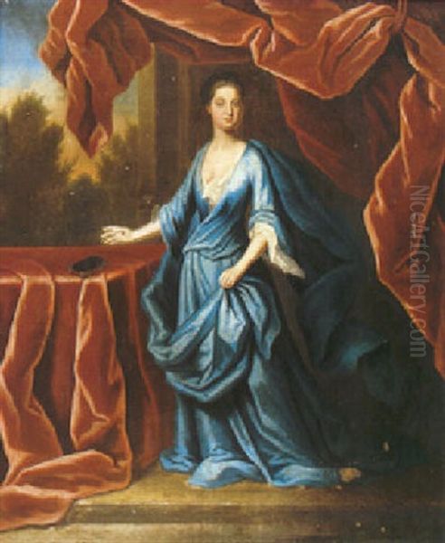 A Portrait Of A Lady In A Blue Dress - view 1